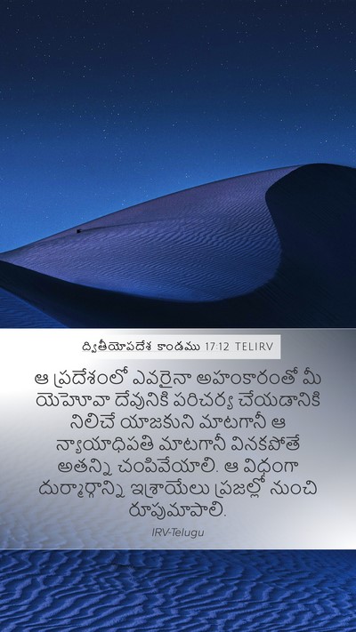 ద్వితీయోపదేశ కాండము 17:12 TELIRV Bible Verse Image