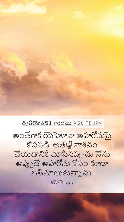 ద్వితీయోపదేశ కాండము 9:20 TELIRV Mobile Phone Wallpaper - అంతేగాక యెహోవా - Mobile Bible Verse Wallpaper