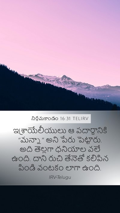 నిర్గమకాండం 16:31 TELIRV Bible Verse Image