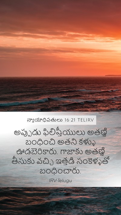 న్యాయాధిపతులు 16:21 TELIRV Bible Verse Image