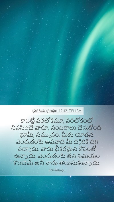 ప్రకటన గ్రంథం 12:12 TELIRV Bible Verse Image