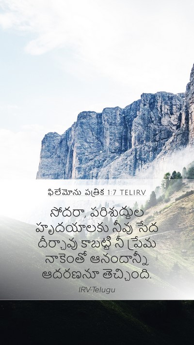 ఫిలేమోను పత్రిక 1:7 TELIRV Mobile Phone Wallpaper - సోదరా, పరిశుద్ధుల - Mobile Bible Verse Wallpaper