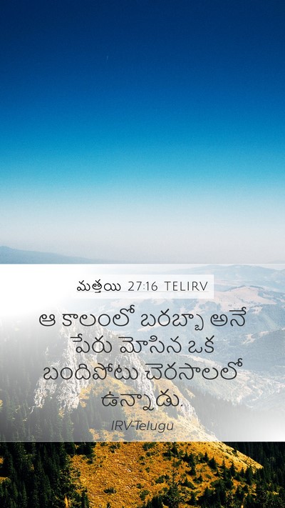 మత్తయి 27:16 TELIRV Mobile Phone Wallpaper - ఆ కాలంలో బరబ్బా - Mobile Bible Verse Wallpaper