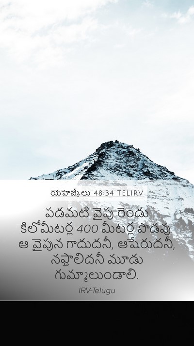 యెహెజ్కేలు 48:34 TELIRV Mobile Phone Wallpaper - పడమటి వైపు రెండు - Mobile Bible Verse Wallpaper