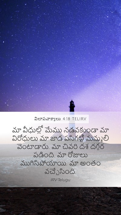 విలాపవాక్యాలు 4:18 TELIRV Mobile Phone Wallpaper - మా వీధుల్లో మేము - Mobile Bible Verse Wallpaper