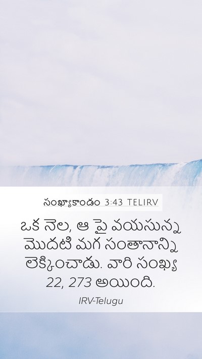 సంఖ్యాకాండం 3:43 TELIRV Mobile Phone Wallpaper - ఒక నెల, ఆ పై - Mobile Bible Verse Wallpaper