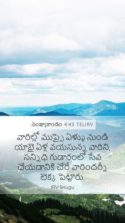 సంఖ్యాకాండం 4:43 TELIRV Mobile Phone Wallpaper - వారిల్లో ముప్ఫై - Mobile Bible Verse Wallpaper