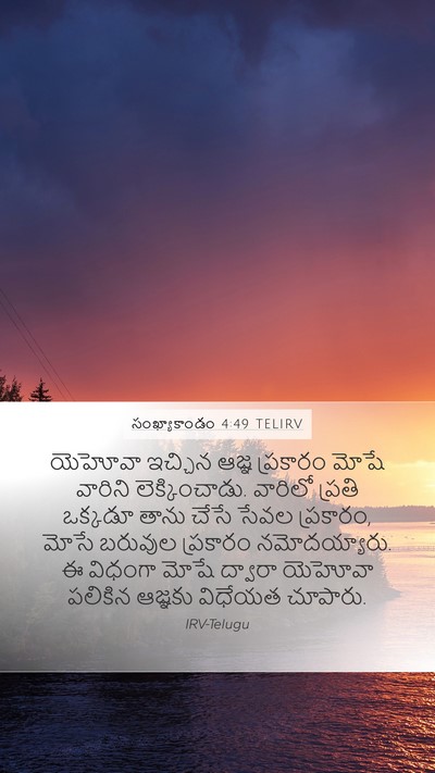 సంఖ్యాకాండం 4:49 TELIRV Bible Verse Image