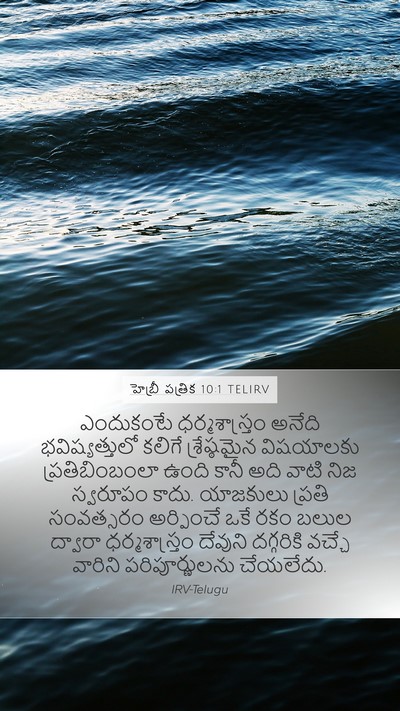 హెబ్రీ పత్రిక 10:1 TELIRV Mobile Phone Wallpaper - ఎందుకంటే - Mobile Bible Verse Wallpaper