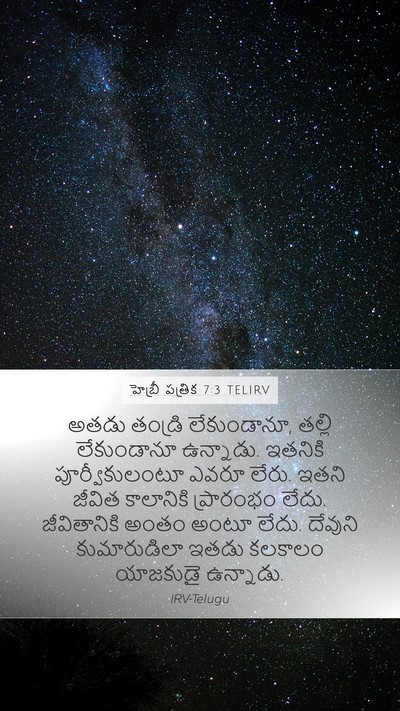 హెబ్రీ పత్రిక 7:3 TELIRV Bible Verse Image